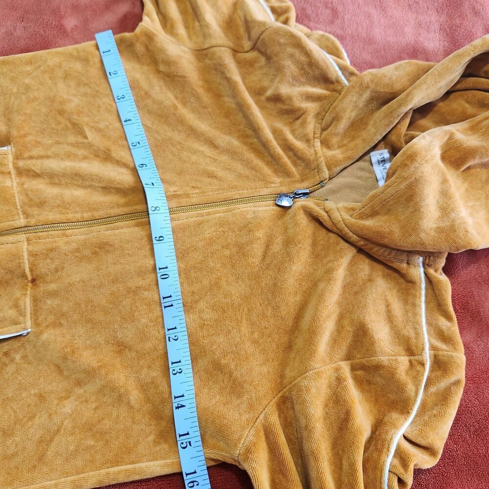 Steve Madden Sweater Size Medium Mustard Color Full Zip Hooded - Picture 4 of 16